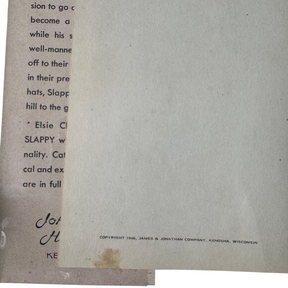 Vintage 1946 Slappy A Bonnie Book Elsie Church Illustrated Cathryn Taylor HC DJ - Picture 3 of 15